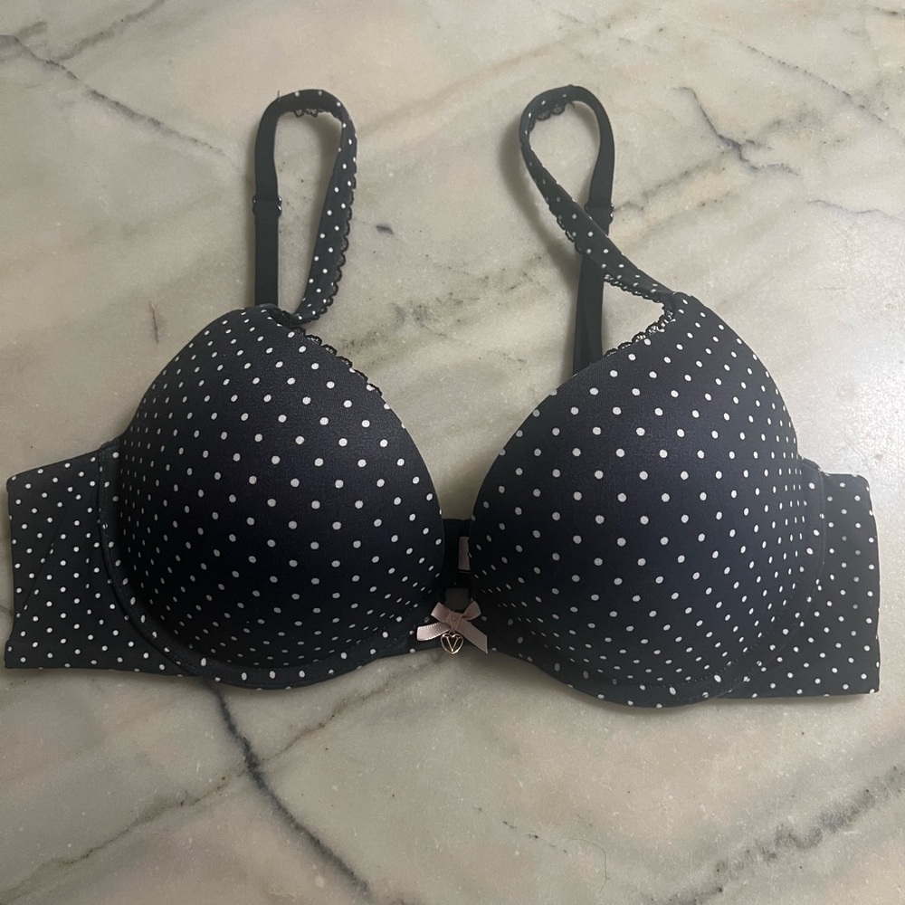 Victoria's Secret Black Bra with White Dots